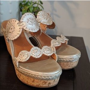 Brand new w/ box platinum Jack Rogers wedges